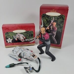 Hallmark Keepsake Star Trek Deep Space Nine Worf + Runabout USS Rio Grande Lot